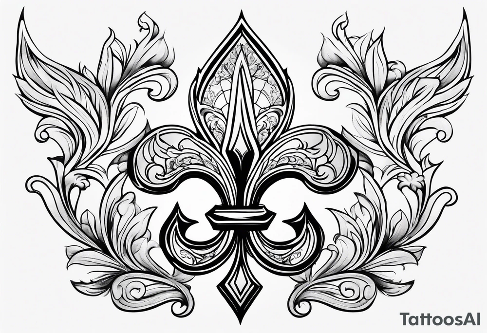 Fleur de lis with geo designs around it tattoo idea