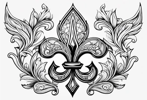 Fleur de lis with geo designs around it tattoo idea