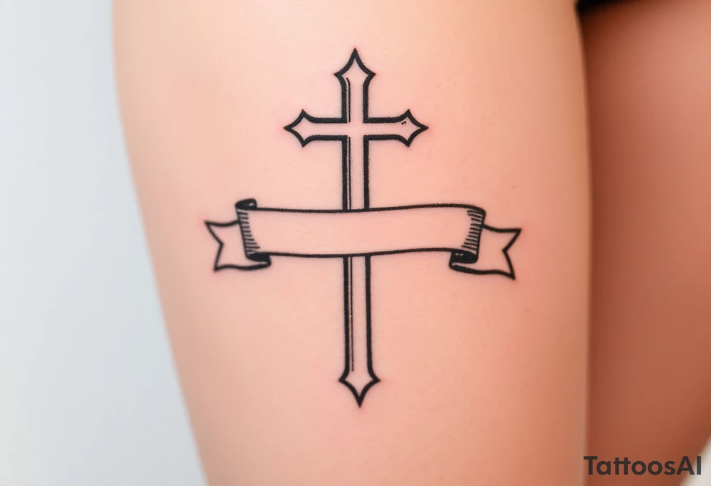 Cross a banner
Around it tattoo idea