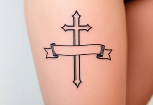 Cross a banner
Around it tattoo idea