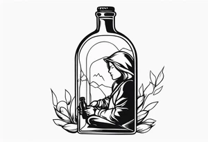 PERSON TRAPPED IN BOTTLE tattoo idea