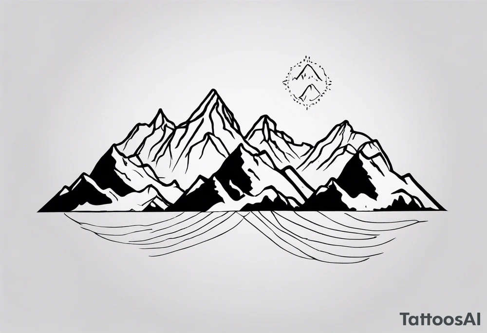 mountain range with four peaks line art. tattoo idea