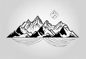 mountain range with four peaks line art. tattoo idea