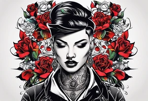 neck tattoo stencil about pain and struggle in new school or polka trash style tattoo idea