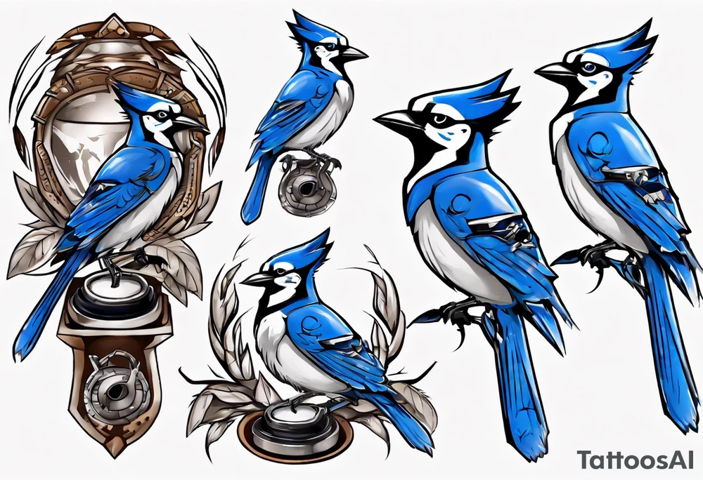 bluejay with trophy tattoo idea