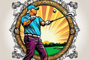 Golfer John Daly wearing the Infinity Gauntlet on one hand and holding a putter on the other hand on the 18th hole of the Masters. tattoo idea