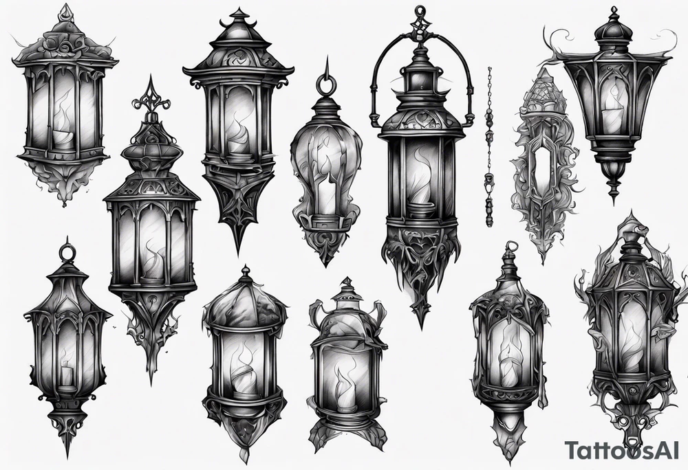 Gothic lantern tattoo idea