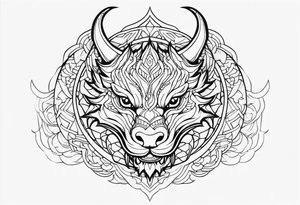 dragon head, mandala, facing front tattoo idea