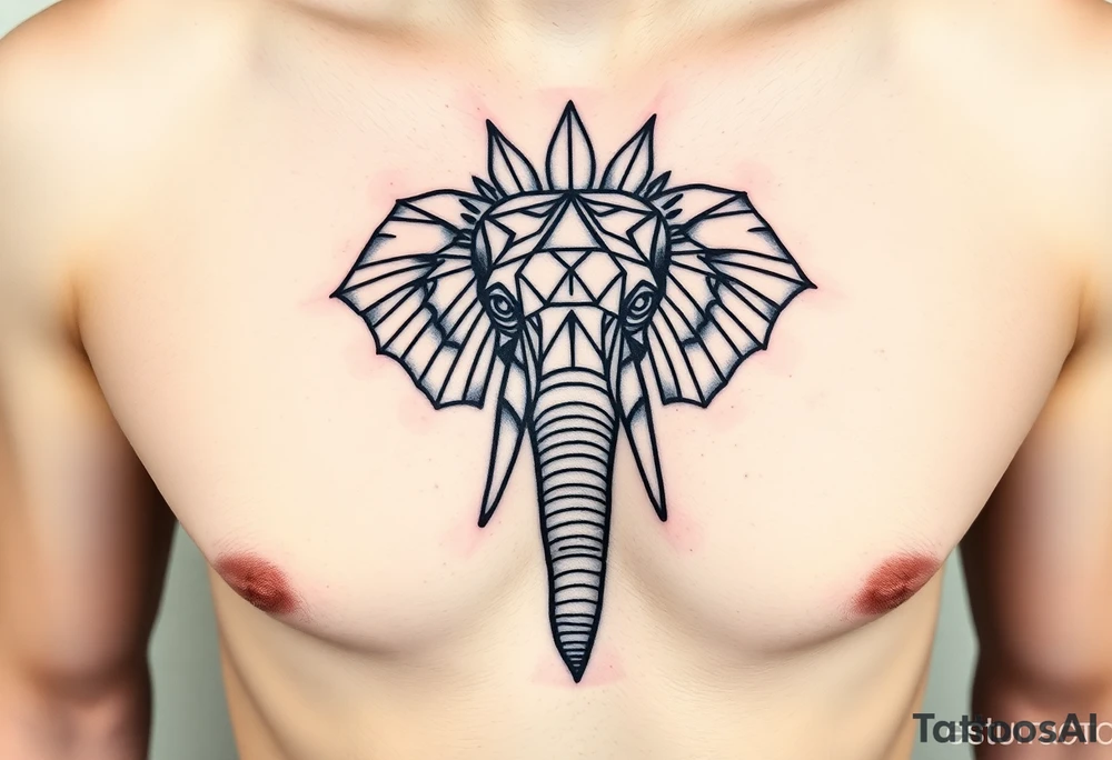 Indian Elephant head with a geometric style tattoo idea