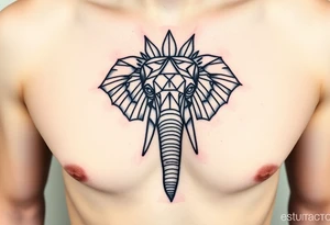 Indian Elephant head with a geometric style tattoo idea