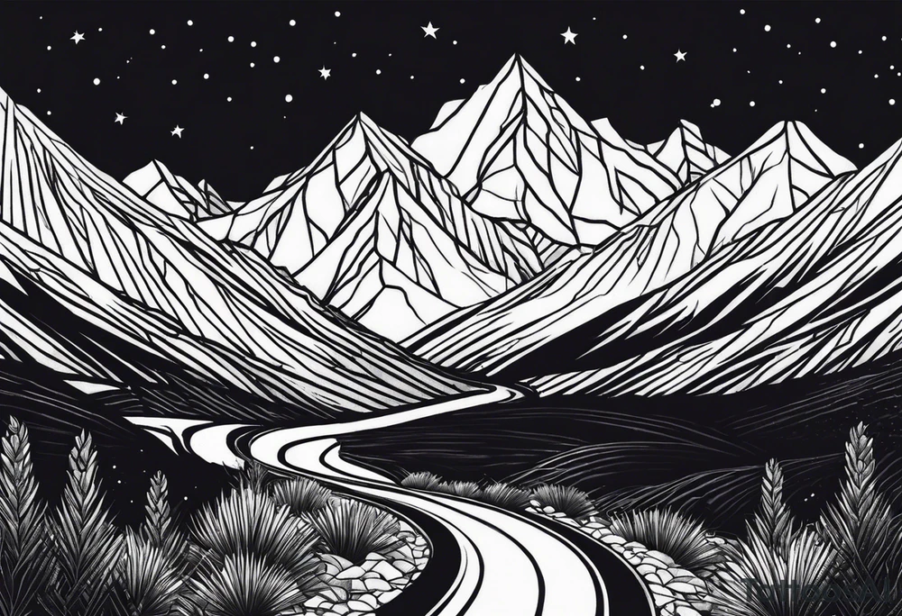 Long road to the mountains tattoo idea