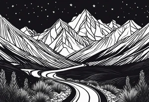 Long road to the mountains tattoo idea