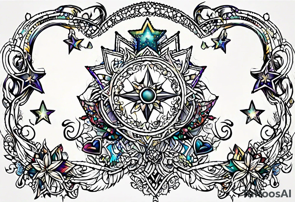 Hearts and stars "Drew" tattoo idea