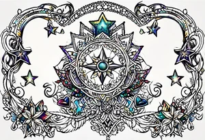 Hearts and stars "Drew" tattoo idea