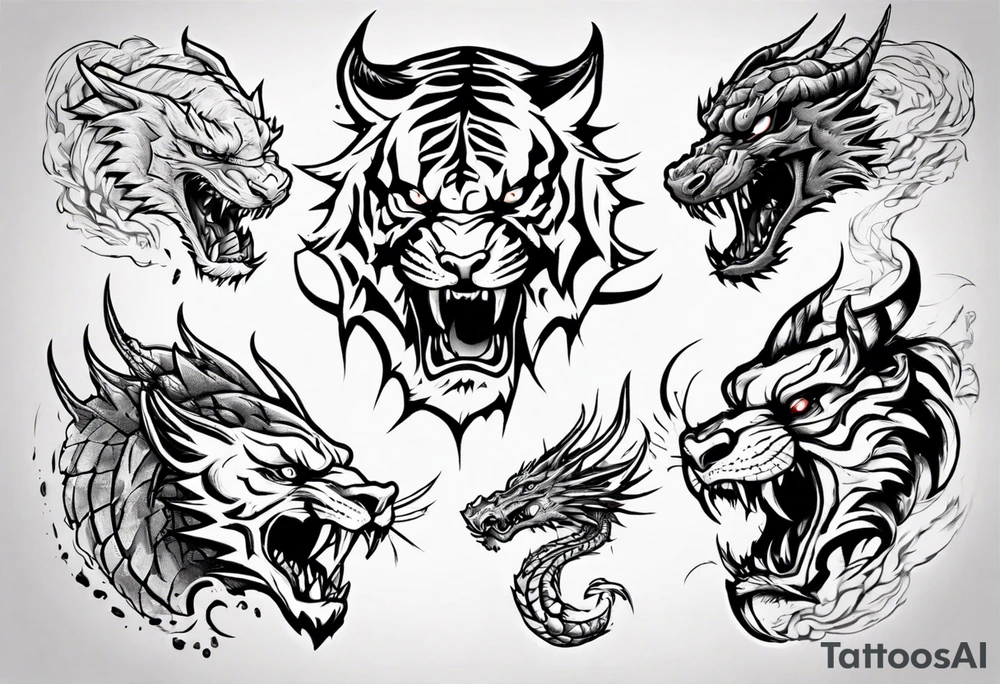 a war between tiger and dragon tattoo idea