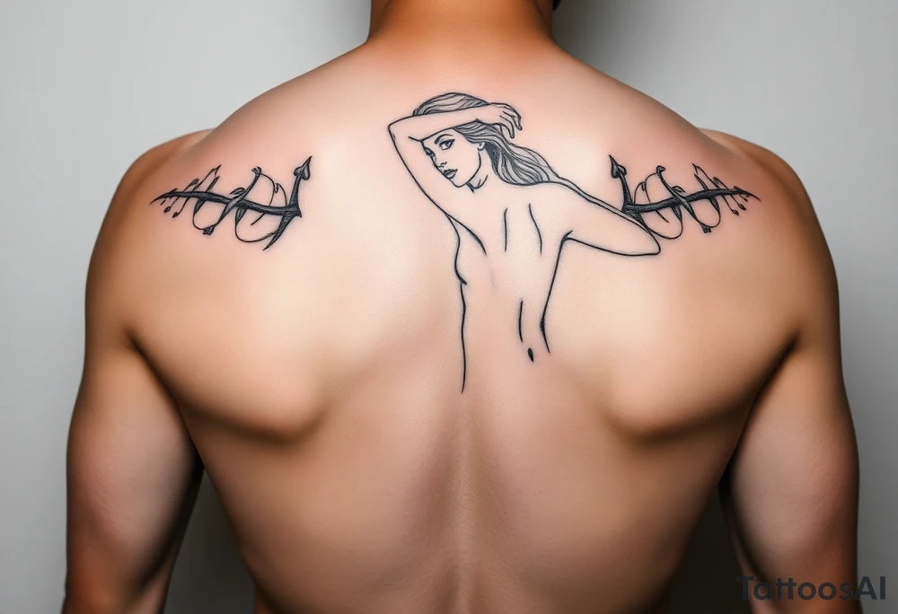 Fine line naked woman tattoo idea