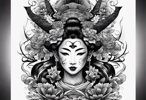 geisha  oni  mask tattoo idea