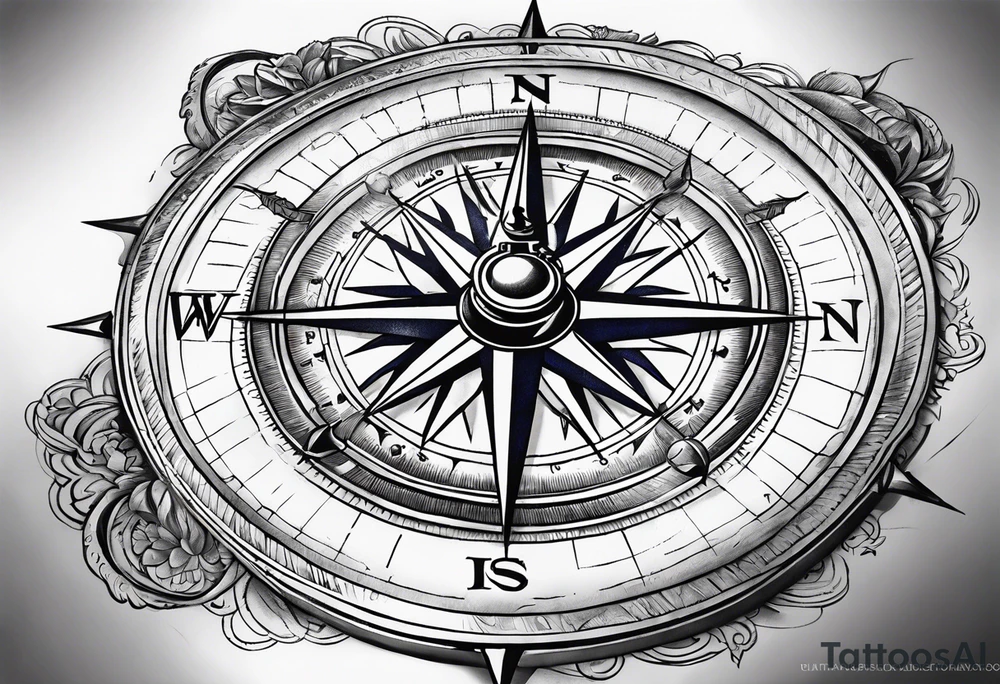 Fire Navy ships Compass tattoo idea