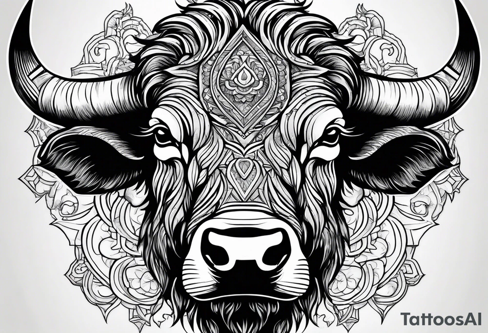 Bison head outline tattoo idea