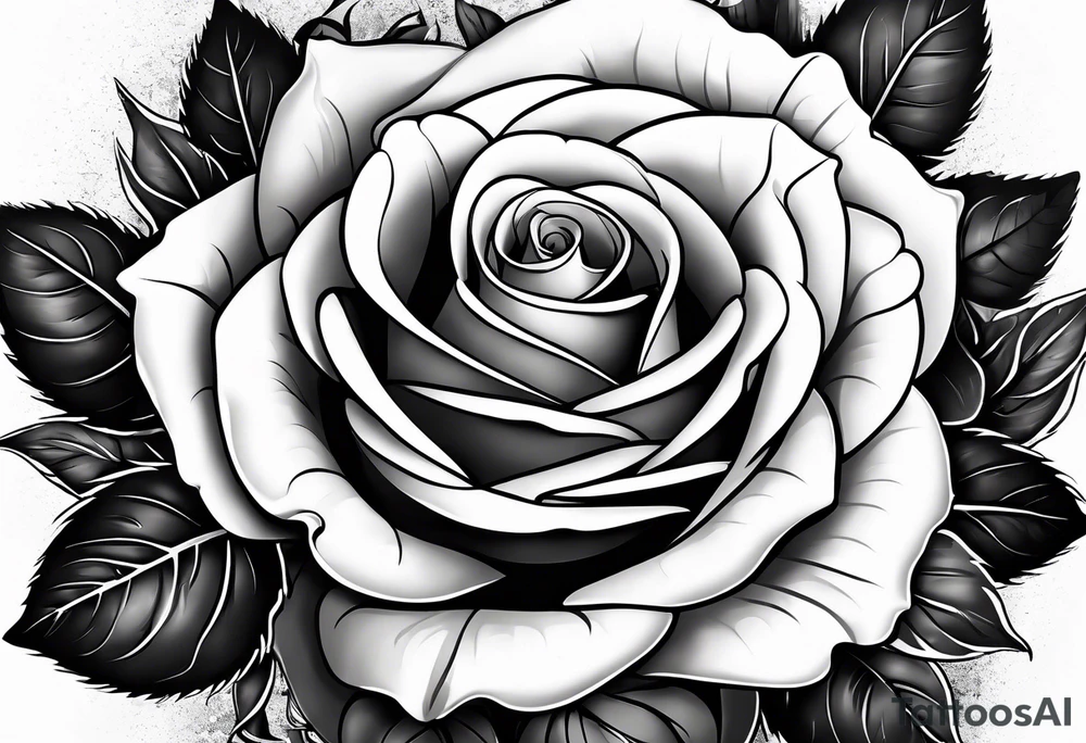 Bloomed rose with female body, kneeling tattoo idea