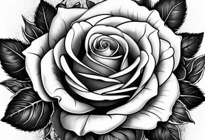Bloomed rose with female body, kneeling tattoo idea