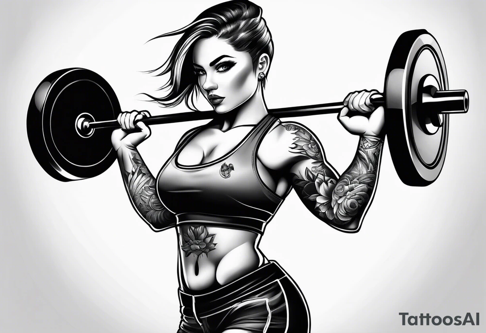 FEMALE WEIGHT LIFTER tattoo idea