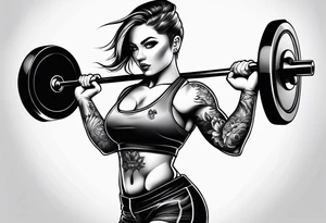 FEMALE WEIGHT LIFTER tattoo idea