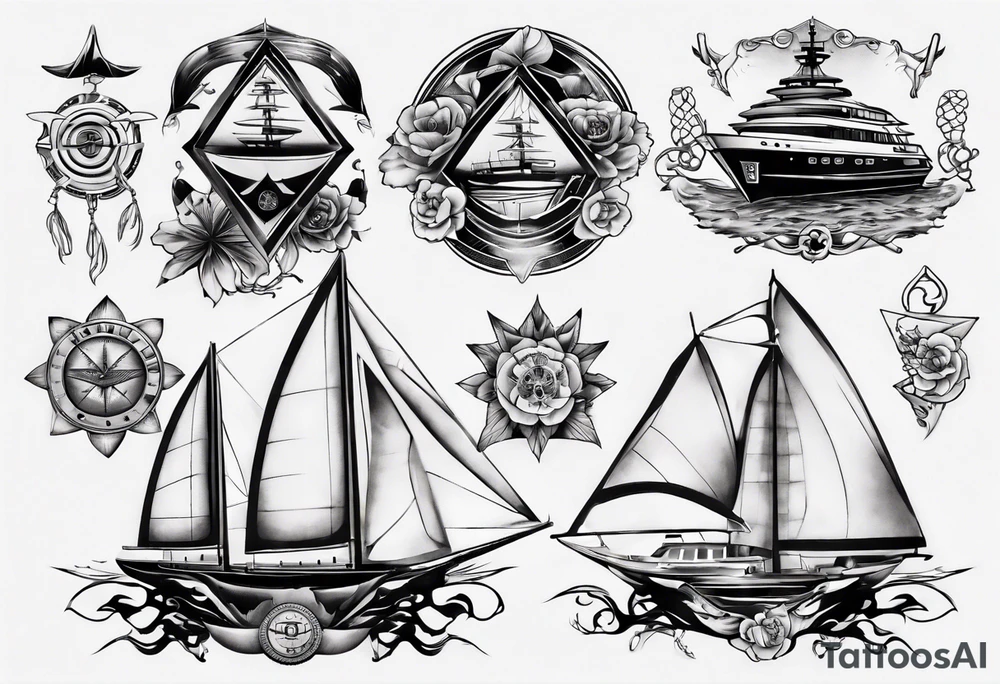 luxury yacht tattoo idea