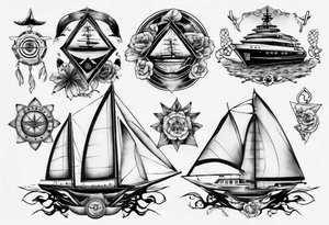 luxury yacht tattoo idea