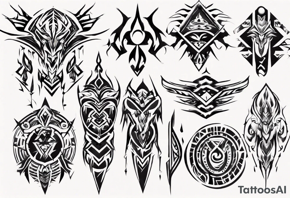 combine E and H with tribal pattern tattoo idea