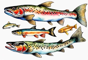 watercolor of a trout tattoo idea