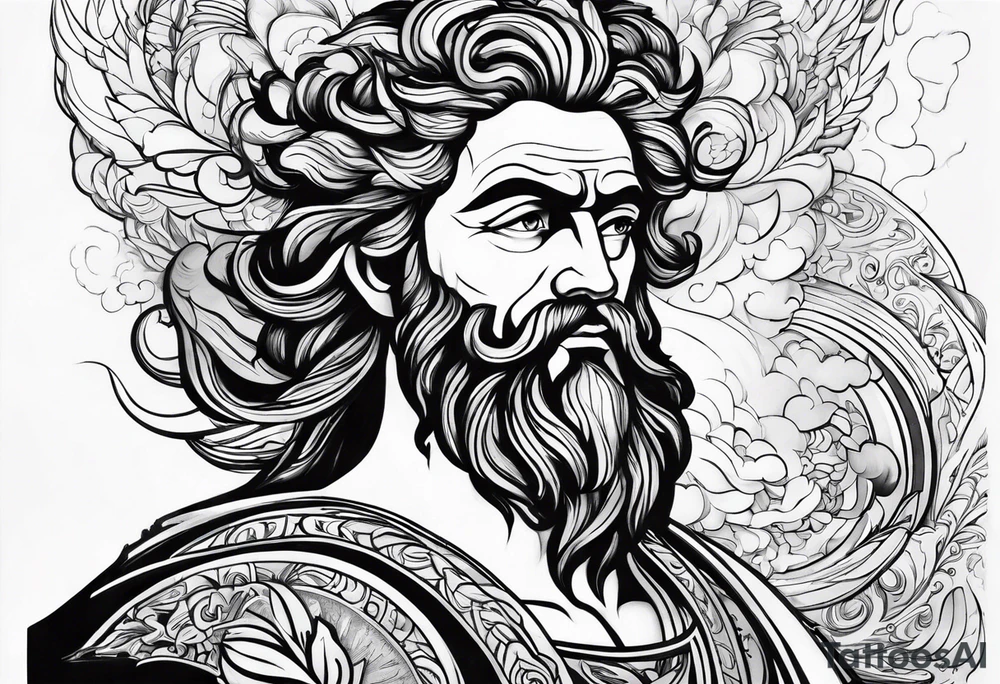 Zeus with background make it nice tattoo idea
