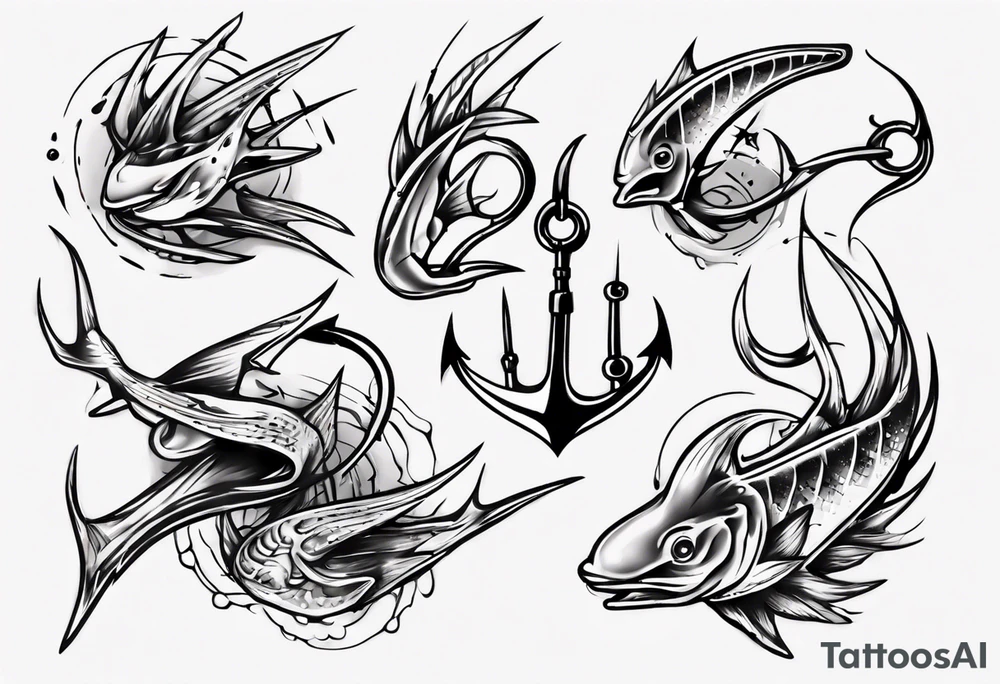 Fishing hooks tattoo idea