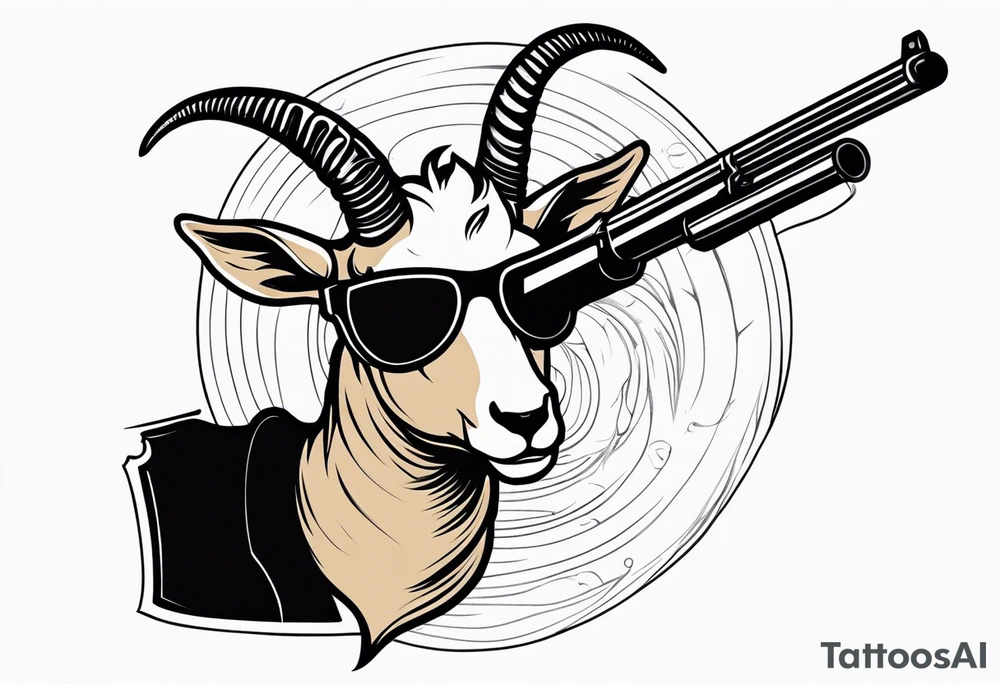 capricorn with sunglasses and shotgun tattoo idea