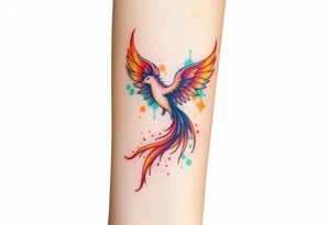 Phoenix with splashes of color tattoo idea