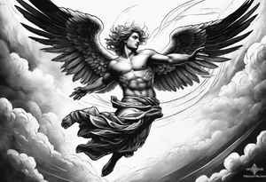 male angel falling from the sky tattoo idea
