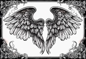 beautiful angel wings with filigree tattoo idea