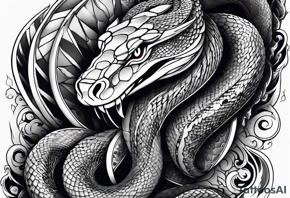 snake wrapped around a dagger tattoo idea
