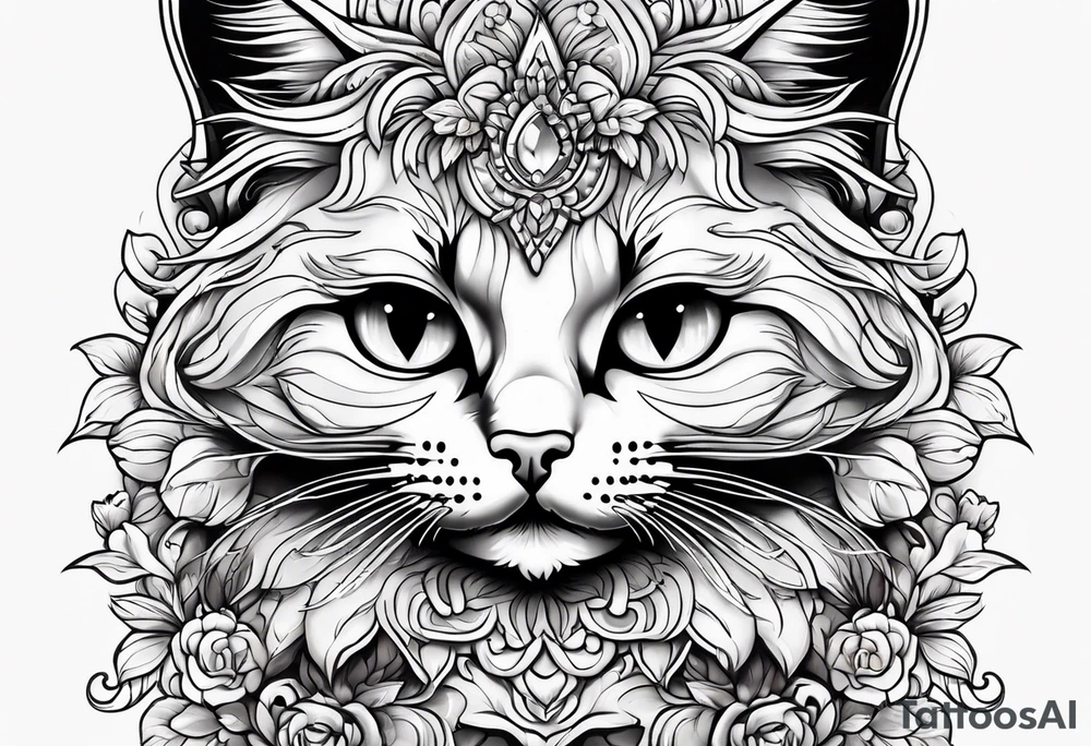 cute kitty face tattoo idea