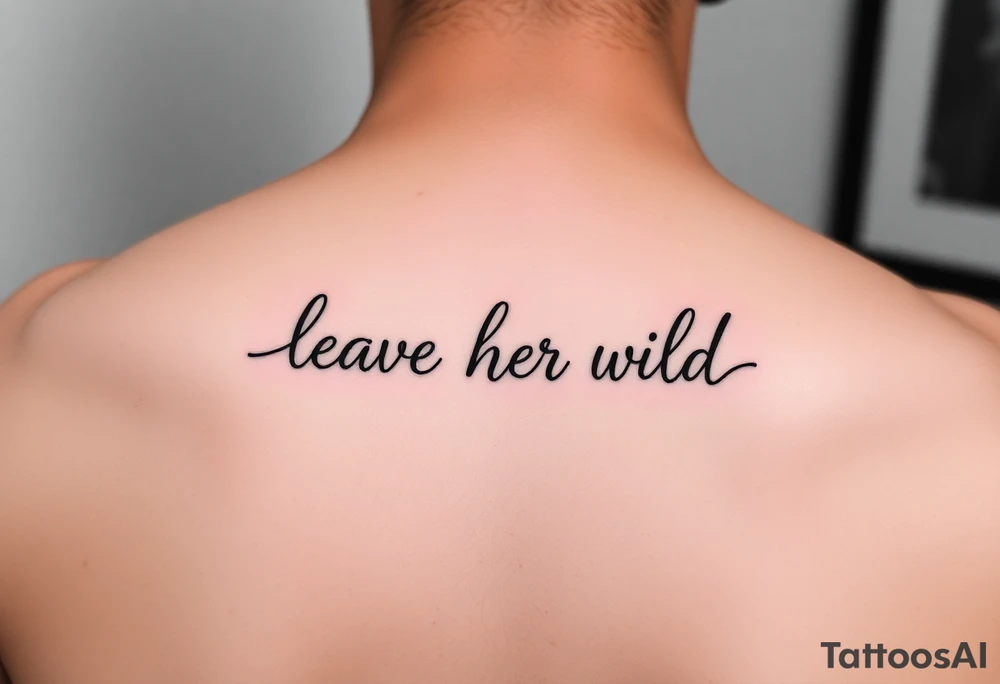 small fine line tattoo of words "leave her wild" tattoo idea
