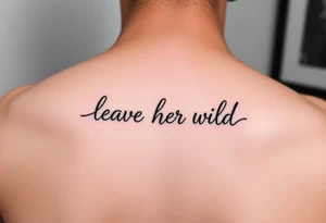 small fine line tattoo of words "leave her wild" tattoo idea