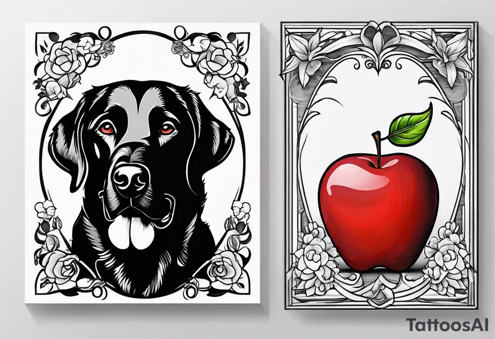 Teacher Apple and black Labrador tattoo idea