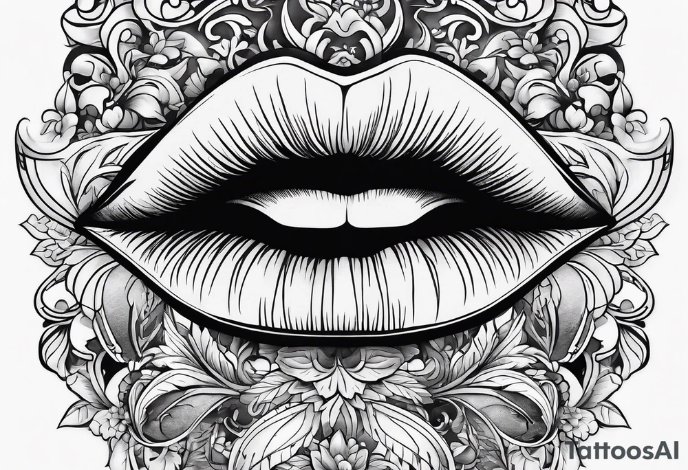 Lips with Lilith moon tattoo idea