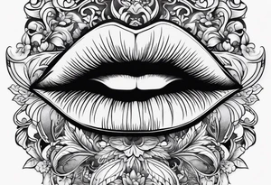 Lips with Lilith moon tattoo idea