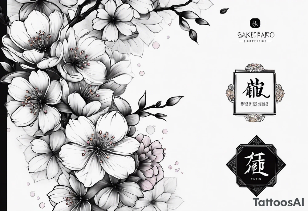 Sakura flowers in a line tattoo idea