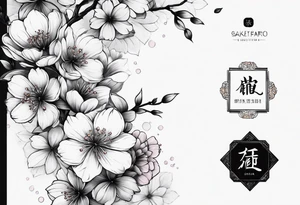 Sakura flowers in a line tattoo idea