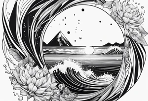 water drop falling into ocean tattoo idea
