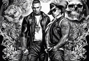 Gangster art in black and white tattoo idea