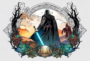 Lord of the rings with Star wars square symbols tattoo idea