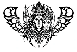 Lord Shiva, Godess Kali, Godess Lilith Together with the moon in the background tattoo idea